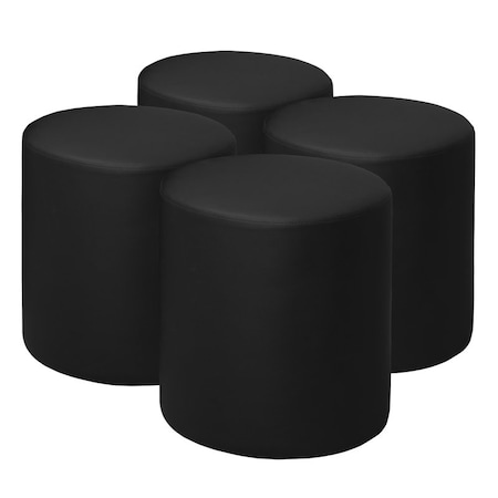 Regency Logan Round Vinyl Ottoman (Set of 4)- Black N6262BK4PK